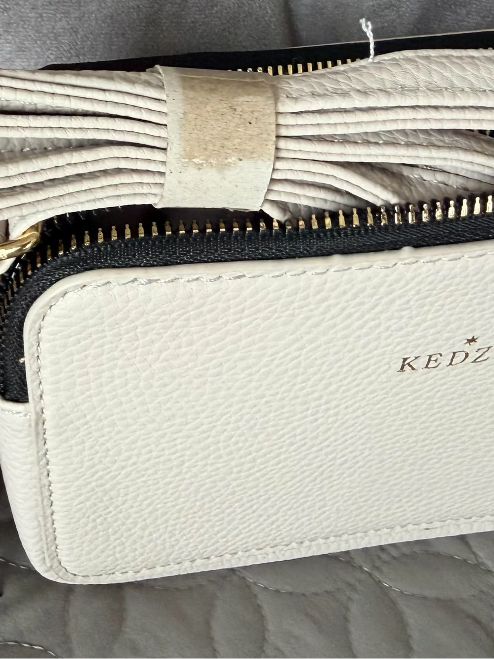 Kedzie Cream Leather Crossbody Bag with Gold Accents